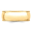 10k Yellow Gold 8mm Milgrain Half Round Wedding Band Size 4