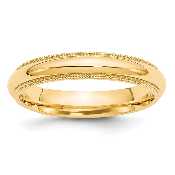 10k Yellow Gold 4mm Milgrain Half Round Comfort Fit Wedding Band Size 14