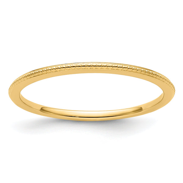 10K Yellow Gold 1.2mm Beaded Stackable Band Size 10