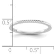 10K White Gold 1.2mm Criss-Cross Pattern Stackable Band Size 4