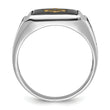 10k White Gold Men's Polished and Textured with Black Enamel and Onyx Masonic Ring