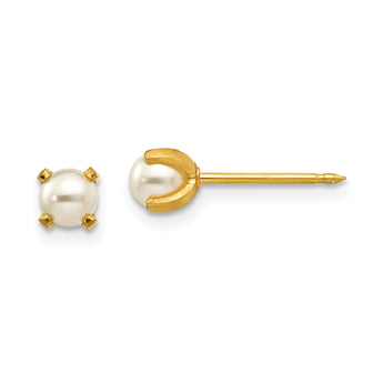 Inverness 18K Gold Simulated Pearl Earrings with Post Back Classic Design
