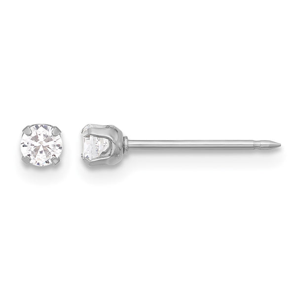 Inverness 14K White Gold 3mm CZ Long Post Earrings - Birthstone Company