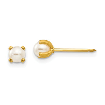 24k Gold Plated 4mm Cultured Pearl Earrings for Women