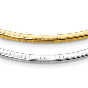 10K 4mm Two-tone Reversible Omega Necklace