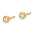 Inverness 14K Polished 4mm Swarovski Crystal Bezel Post Earrings