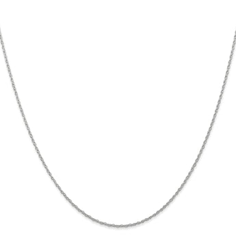 14K White Gold Polished Cable Chain Necklace with Rhodium Finish - 14