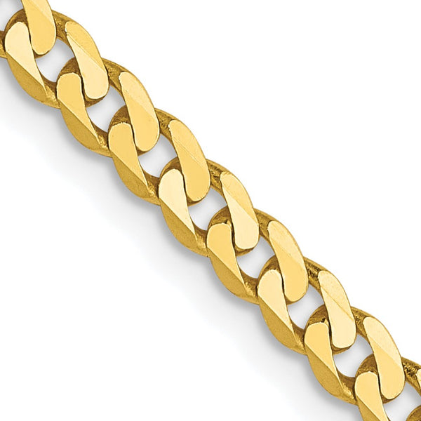 10K 2.4mm Flat Beveled Curb Chain - Birthstone Company