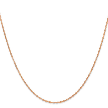 14K Rose Gold 16 inch Carded 1.15mm Cable Rope with Spring Ring Clasp Chain