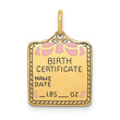 14k Enameled Pink Engravable Birth Certificate Charm