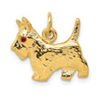 14K Gold Polished Scottie Dog Charm with Ruby Eye