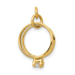 14K Gold 3D Wedding Charm with White CZ Stone Elegant and Polished