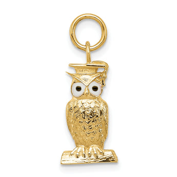 14K Graduation Owl Charm with Enamel