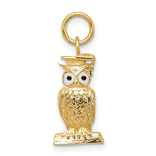 14K Graduation Owl Charm with Enamel