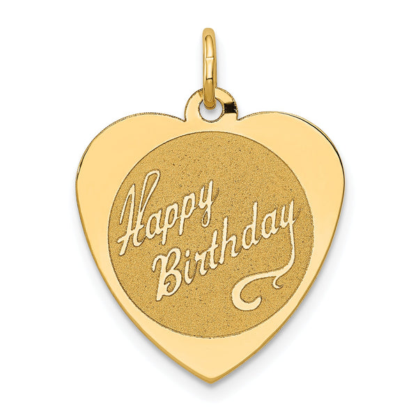 14k HAPPY BIRTHDAY Heart Disc Charm