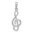 14K White Gold 3-D Treble Clef Pendant