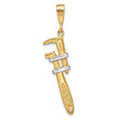 14K w/Rhodium 3-D Pipe Wrench Charm