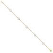 14K 7-8mm White Near Round FW Cultured Pearl 5-station 9in Anklet