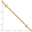 14k Puff Heart 10in Anklet
