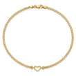 14k Fancy Heart 9inch Anklet - Birthstone Company