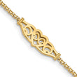 14k Polished Filigree Heart 10inch Anklet