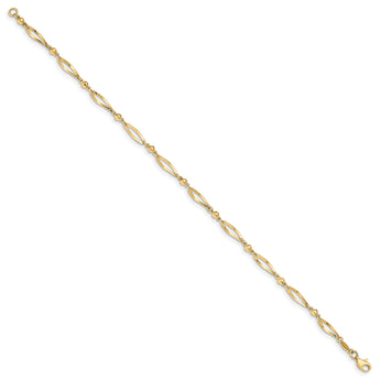 14k Polished and Diamond-cut 9in  Anklet