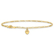 14k Figaro Link with Dangling Heart Anklet