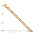 14k and Rose Rhodium X's and Hearts 5.5in Child's Bracelet