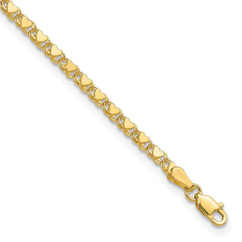 14k Polished Double-Sided Heart 6in Child's Bracelet
