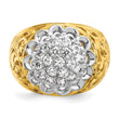 IBGoodman 10k Two-tone Men's Polished Filigree 1 Carat AA Quality Diamond Round Cluster Ring Mounting