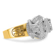 IBGoodman 10k Two-tone Men's Polished and Textured with Multi-color Enamel and Diamond Double Eagle Masonic Shriner's Ring