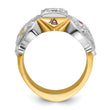 IBGoodman 10k Two-tone Men's Polished and Textured with Multi-color Enamel and Diamond Knights Templar Masonic Shriner's Ring