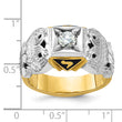 IBGoodman 10k Two-tone Men's Polished and Textured with Black Enamel and Diamond 32nd Degree Scottish Rite Masonic Ring
