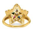 IBGoodman 10k Women's Polished Multi-color CZ and A Quality Diamond Eastern Star Masonic Ring