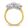 IBGoodman 10k Two-tone Women's Polished and Beaded with Multi-color CZ and Diamond Eastern Star Masonic Ring