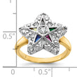 IBGoodman 10k Two-tone Women's Polished and Beaded with Multi-color CZ and Diamond Eastern Star Masonic Ring