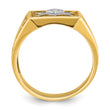 IBGoodman 10k with White Rhodium Men's Polished and Textured Diamond Blue Lodge Master Masonic Ring