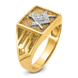 IBGoodman 10k with White Rhodium Men's Polished and Textured Diamond Blue Lodge Master Masonic Ring