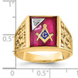 IBGoodman 10k Two-tone Men's Polished and Textured with Lab Created Ruby and Diamond Blue Lodge Master Masonic Ring