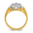 14k Two-tone with White Rhodium Men's Polished Satin and Grooved 1 Carat Lab Grown Diamond Round Cluster Ring, Size 10 - Birthstone Company