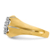 14k Two-tone with White Rhodium Men's Polished Satin and Grooved 1 Carat Lab Grown Diamond Round Cluster Ring, Size 10 - Birthstone Company