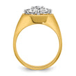 14k Two-tone Men's Polished and Satin Round 1 1/5 Carat Lab Grown Diamond Cluster Ring - Sophia Jewelers