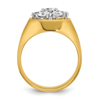 14k Two-tone Men's Polished and Satin Round 1 1/5 Carat Lab Grown Diamond Cluster Ring - Sophia Jewelers