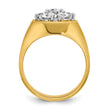 14k Two-tone Men's Polished and Satin Round 1 1/5 Carat Lab Grown Diamond Cluster Ring, Size 10 - Birthstone Company