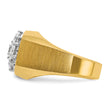 14k Two-tone Men's Polished and Satin Round 1 1/5 Carat Lab Grown Diamond Cluster Ring, Size 10 - Birthstone Company