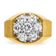 14k Two-tone Men's Polished and Satin Round 1 1/5 Carat Lab Grown Diamond Cluster Ring, Size 10 - Birthstone Company