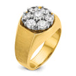 14k Two-tone Men's Polished and Satin Round 1 1/5 Carat Lab Grown Diamond Cluster Ring, Size 10 - Birthstone Company