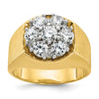 14k Two-tone Men's Polished and Satin Round 1 1/5 Carat Lab Grown Diamond Cluster Ring, Size 10 - Birthstone Company