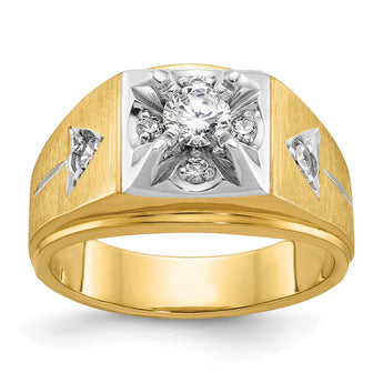 14k Two-tone Men's Polished and Satin Complete Lab Grown VS/SI FG - Sophia Jewelers