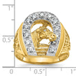 10k Two-tone IBGoodman Men's Horse and Horseshoe Diamond Complete Ring